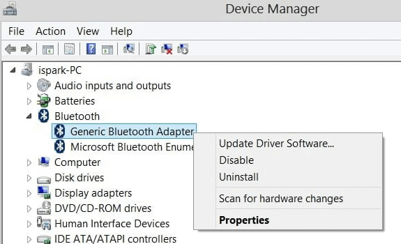 Click Right On Generic Bluetooth Radio Driver