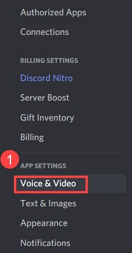 voice and video setting from discord application