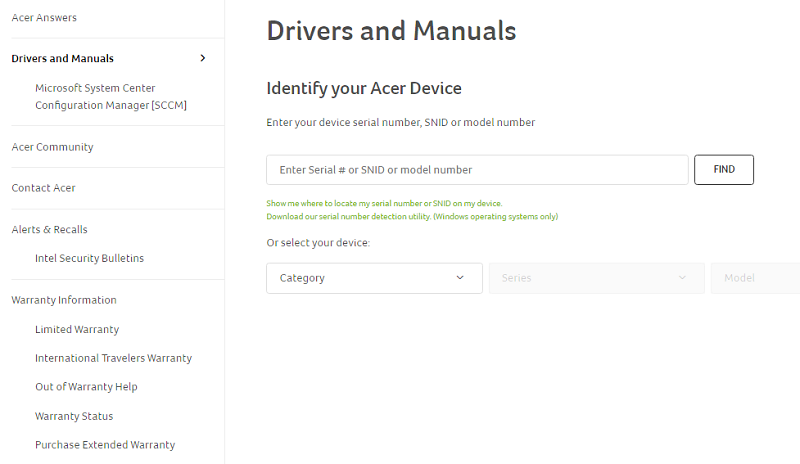 type and find acer device model number