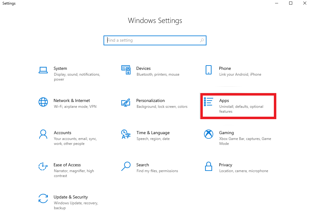 Choose apps from Windows Settings