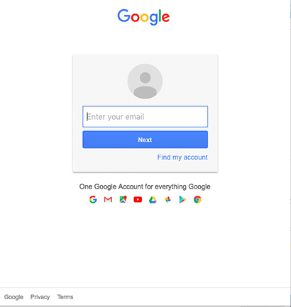 Gmail login window