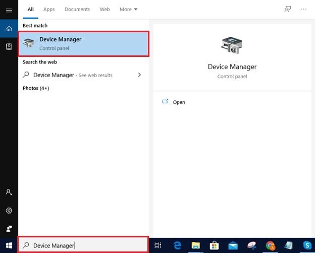 type Device Manager and then select it