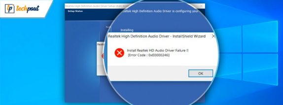 install realtek hd audio driver failure error code 0001 windows 10