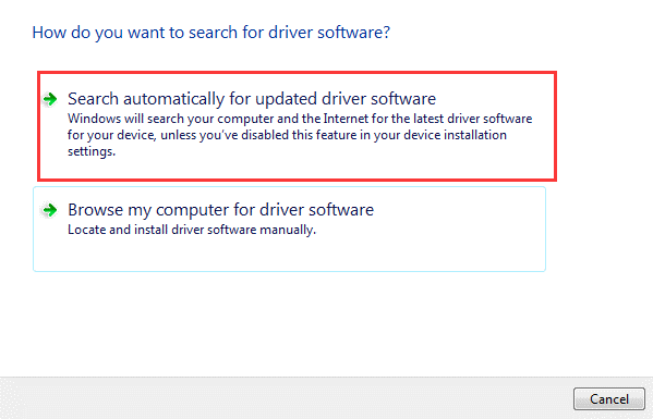 Search automatically for updated driver software