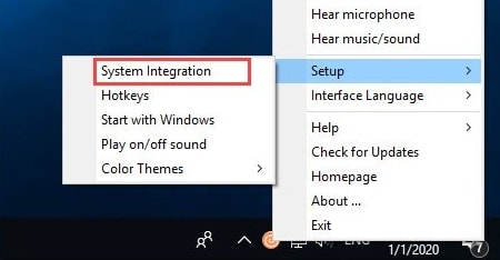 choose System Integration from the context menu list