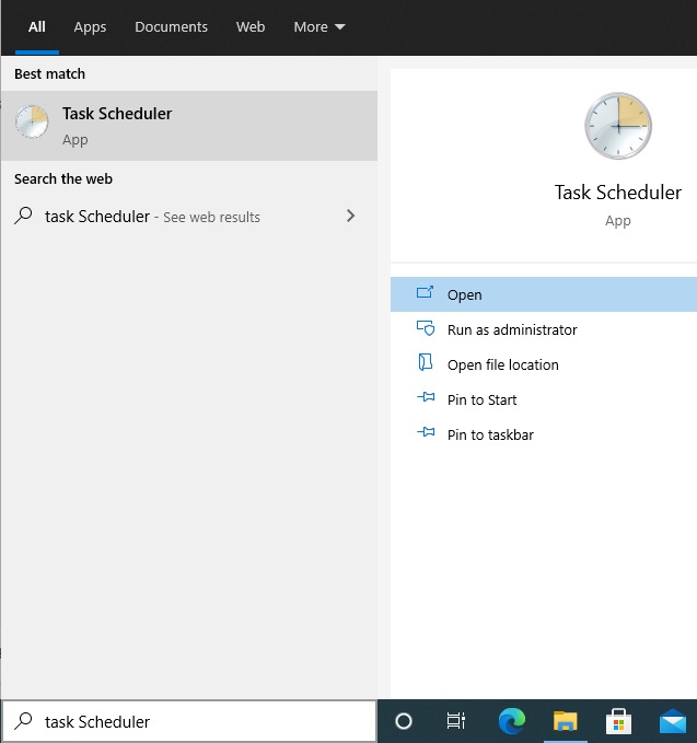 type Task Scheduler and pick the best match