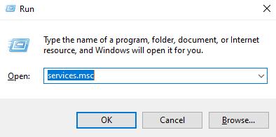 In Run dialog box type services.msc