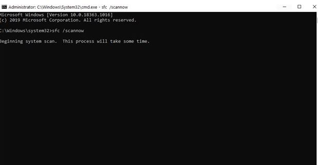 Run scannow using Command Prompt