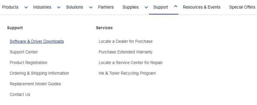 Click on Software & Driver Downloads in Support Tab from Brother Officials Site