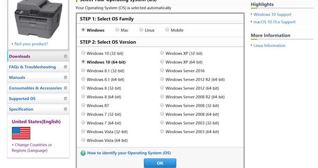 choose your Windows operating system