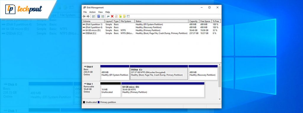 computer management windows 10 disk formatting