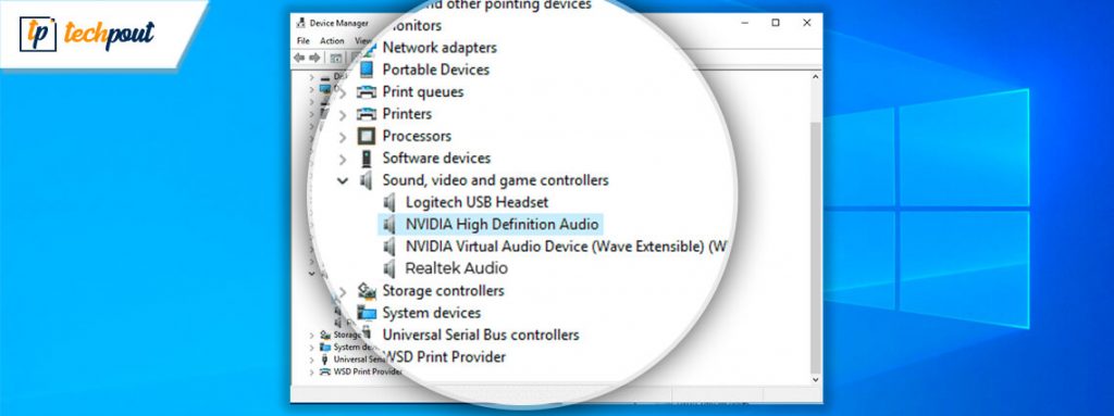 nvidia high definition audio driver windows 10 no sound