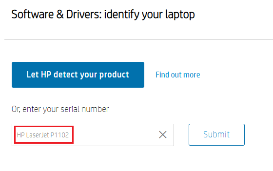 type and search hp device number