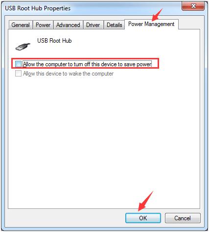 Uncheck The "Allow the computer to turn off this device to save power