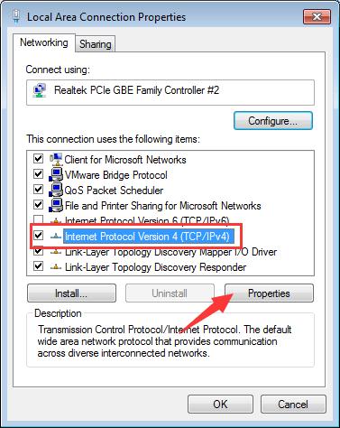 checkbox next to Internet Protocol Version 4