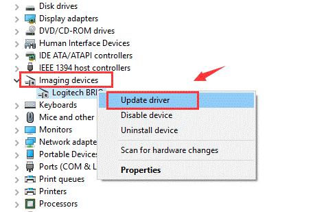 select Update driver from the options