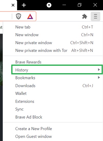 browser history option