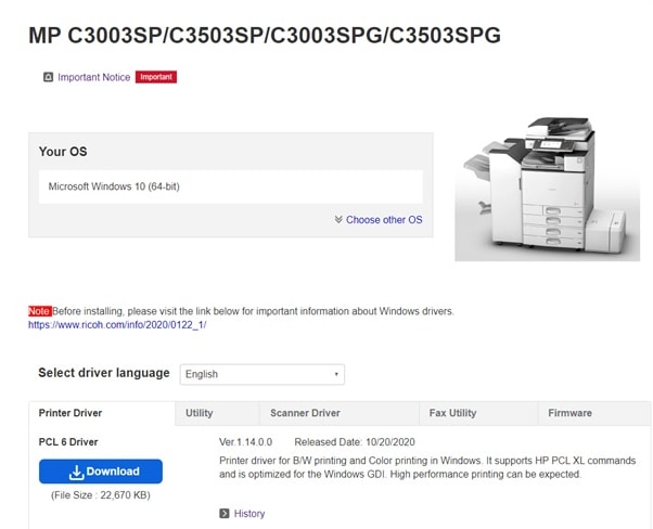 Download Ricoh MP C3003 Printer Driver
