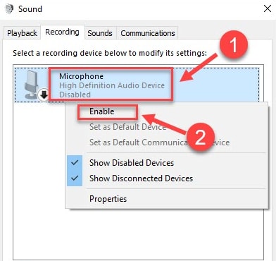 Enable Microphone Sound