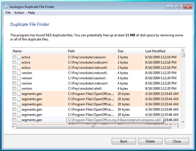 Duplicate Files in Auslogics Duplicate File Finder