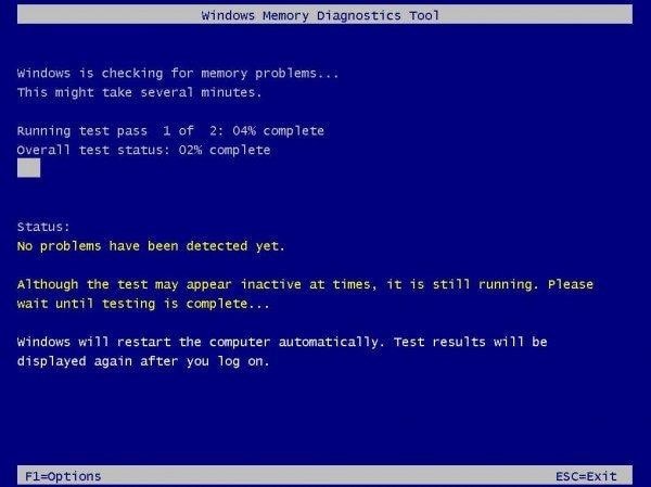 Windows Memory Diagnostic screen pops up