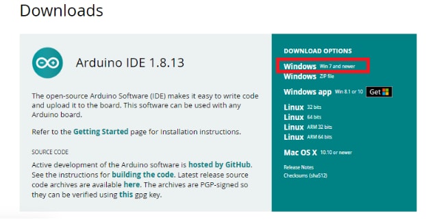 Download Option for Arduino Driver