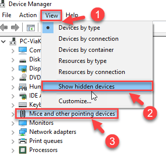 View Mice and other pointing devices