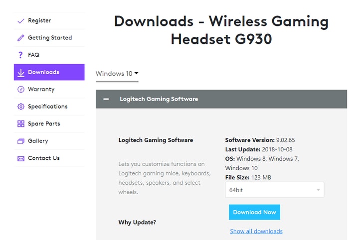 logitech g930 drivers windows 10 download