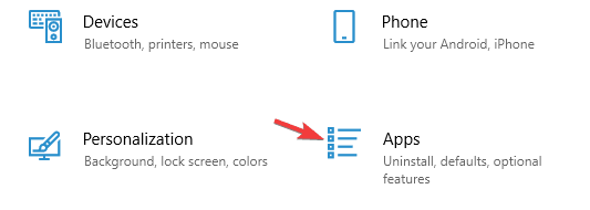 Click on Apps from Windows Settings