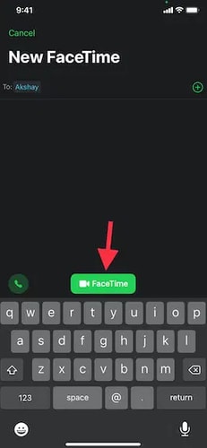 Begin FaceTime Call Start Recording