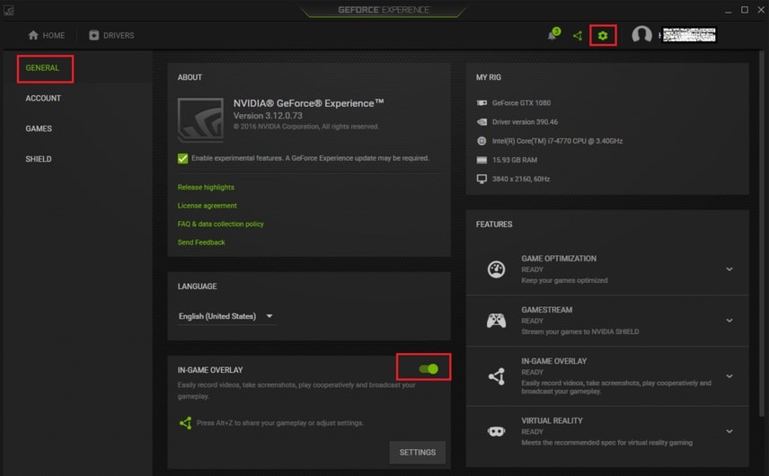 Turn off in-game overlay from NVIDIA geforce experience