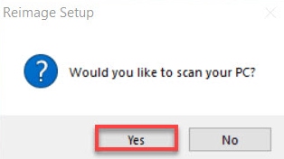 Click on yes for scan the PC by Reimage Setup