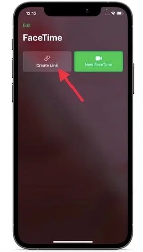 Click on ‘Create Link’ in FaceTime App
