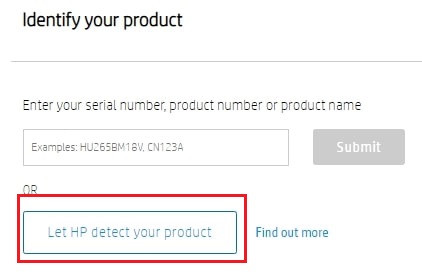 Let HP detect your product