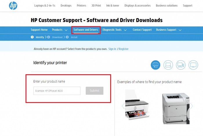 Input the Exact Printer Model and download the suitable HP driver