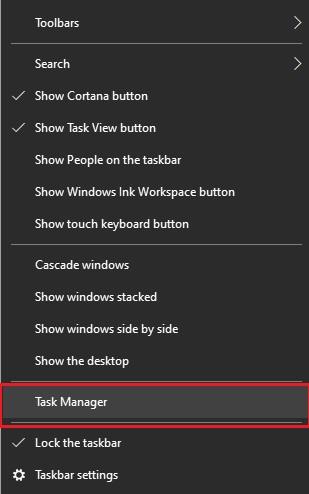 Choose Task Manager