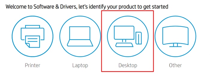 Click on Desktop in Software & Driver Tab From HP Official Site