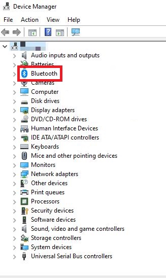 Bluetooth into Device Manager