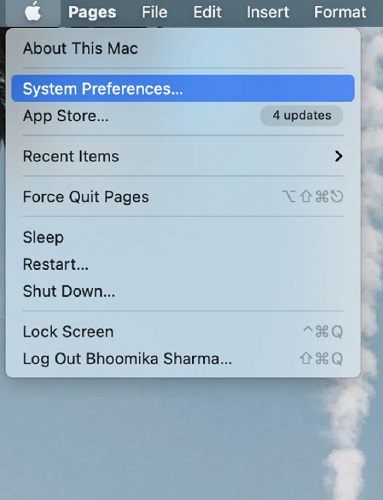 Click the Apple icon to choose System Preferences