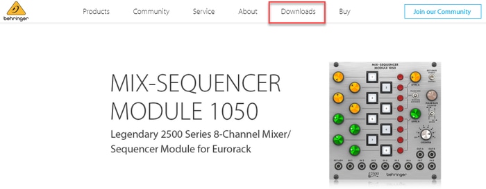 Click the Downloads from the Behringer website option