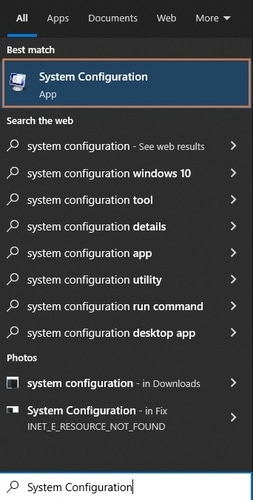 Type System Configuration in Windows Search Box