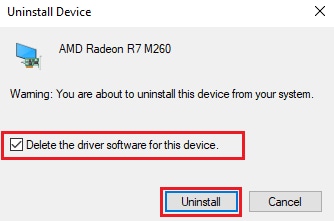 Uninstall the driver software