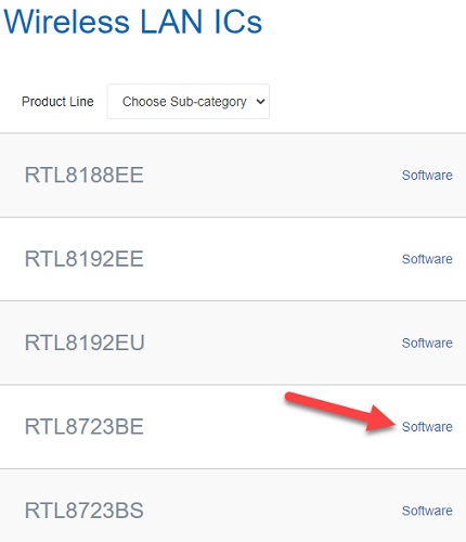Select the RTL8723BE software