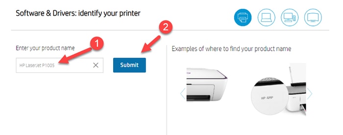 Input your product name then Submit