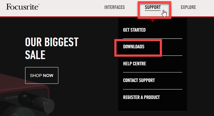 In the Support tab, click Downloads