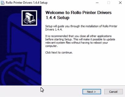 Click on Next for Rollo Printer Setup