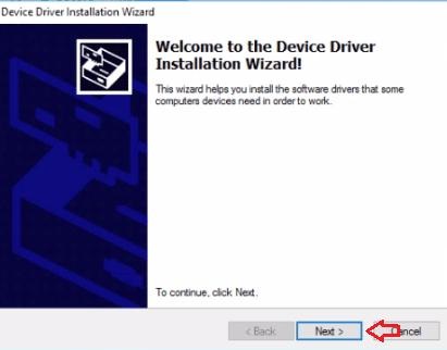 Click on Next on Device Driver Installation Wizard