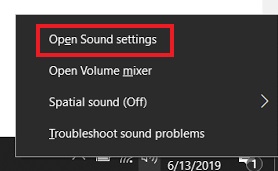 Open Sound Setting