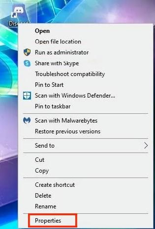 Click on Discord App Properties