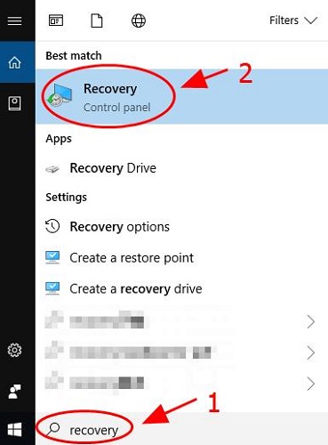 Type Recovery in Start Menu